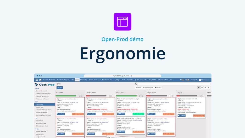 L'ergonomie logiciel de l'ERP Open-Prod