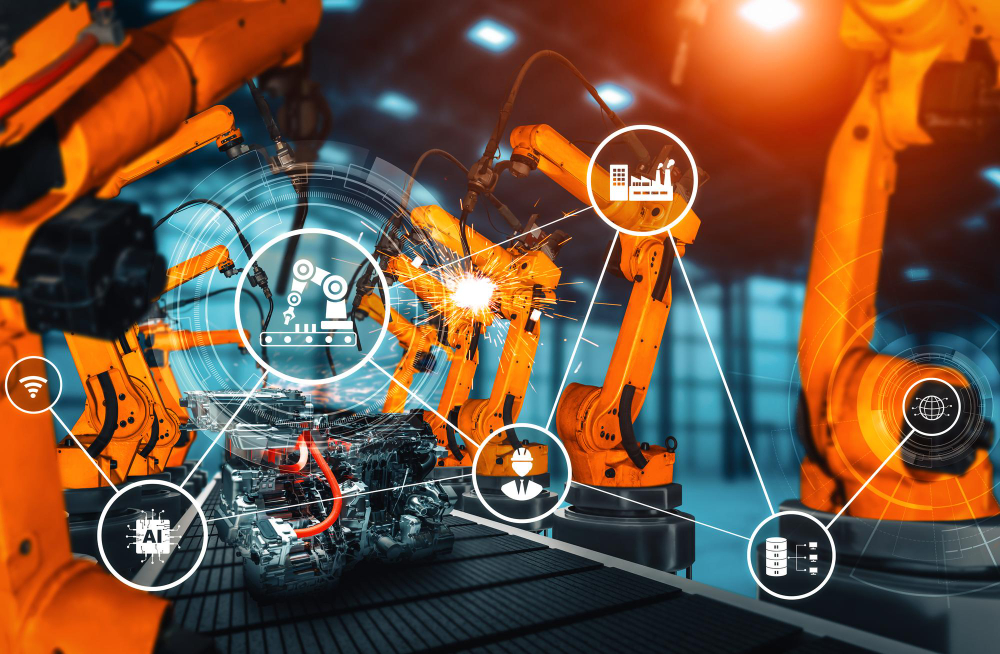 Bras robotiques automatisés optimisés par l’IA pour la gestion de production et l’ERP industriel