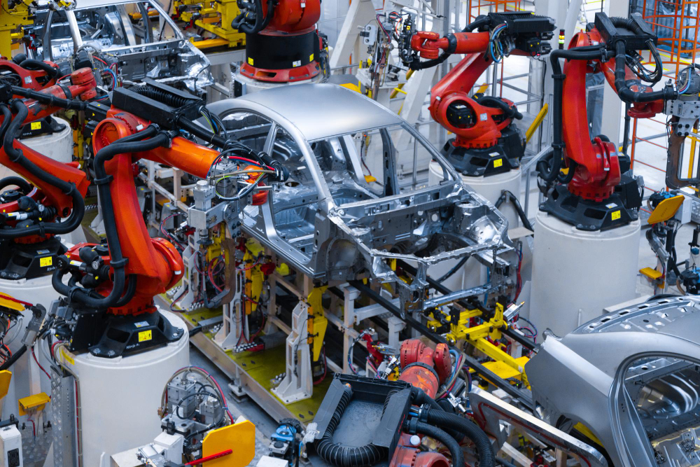 Ligne de production automobile automatisée optimisée par un ERP industriel pour la gestion de la Supply Chain