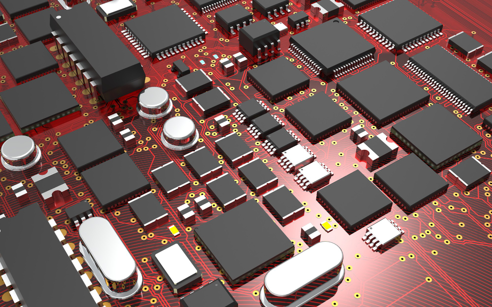 Photo d'une carte électronique avec des composants pour optimiser la production industriel