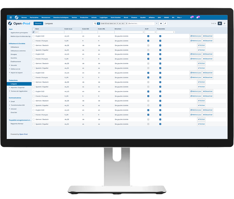 Visuel sur tablette sur la gestion administratif grâce à l'ERP d'Open-Prod