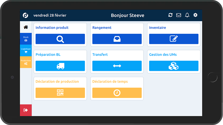 Visuel sur tablette sur la gestion administratif grâce à l'ERP d'Open-Prod