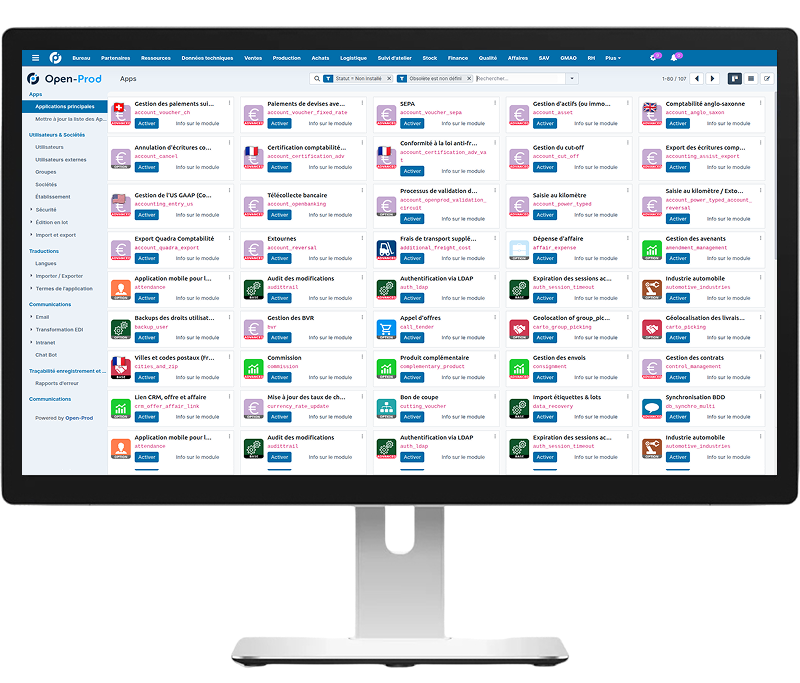 Visuel sur tablette sur la gestion administratif grâce à l'ERP d'Open-Prod