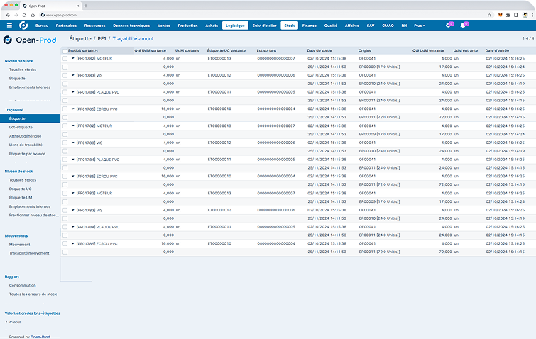l'ERP d'Open Prod pour la gestion de stock